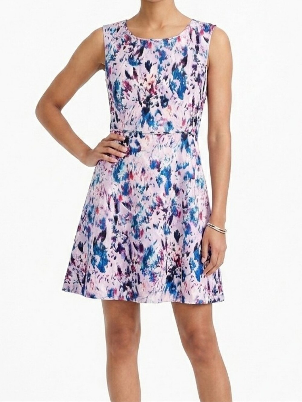 NWT J.Crew Watercolor Abstract Floral Shift A Line Dress Lilac Multi Size 8